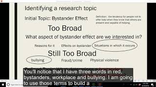 Refining a research topic