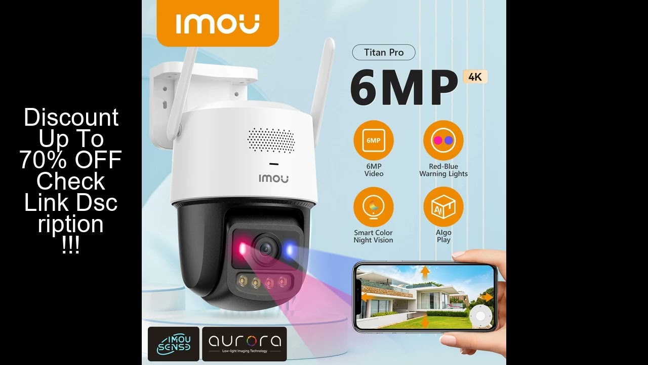 IMOU Titan Pro 6MP 5G POE WIFI IP Camera Red-Blue Warning Lights Outdoor Security Camera Full-Color
