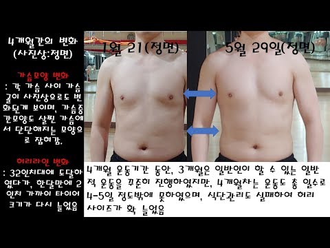 헬스, 다이어트 4개월 몸변화 과정!(일반인O, 운동인X)