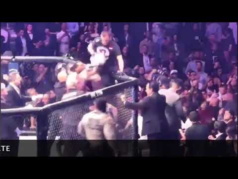 UNCUT : Conor McGregor throw the first punch at khabib 's teammate at 0:38