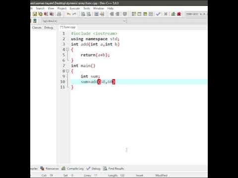 Adding 2 numbers in c++ using function || #coding #c #shorts - YouTube