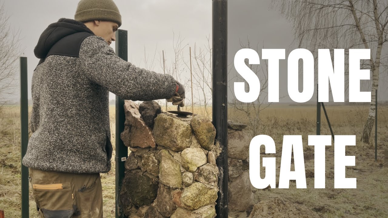 Gate Column Construction Building a Stone Gate Column | Fence Construction Part 2 - YouTube