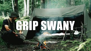 【ブッシュクラフト】GRIP SWANY - FIRE PROOF GS TENT : ソロキャンプ , パップテント , ステーキ , キャンプ飯 , 焚火 , グリップスワニー