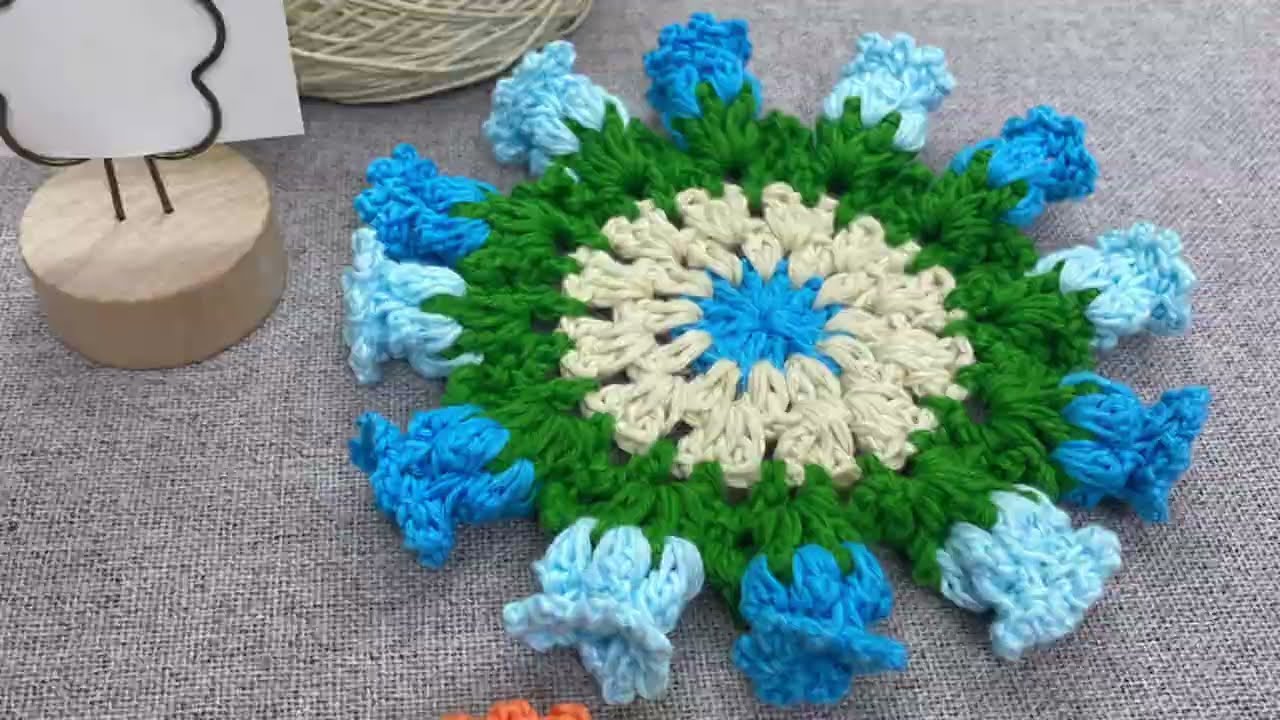 #1. Cách móc lót ly hoa chuông đơn giản| Bobali Handmade crochet