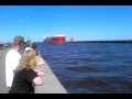 Three Ships Entering Duluth Harbor