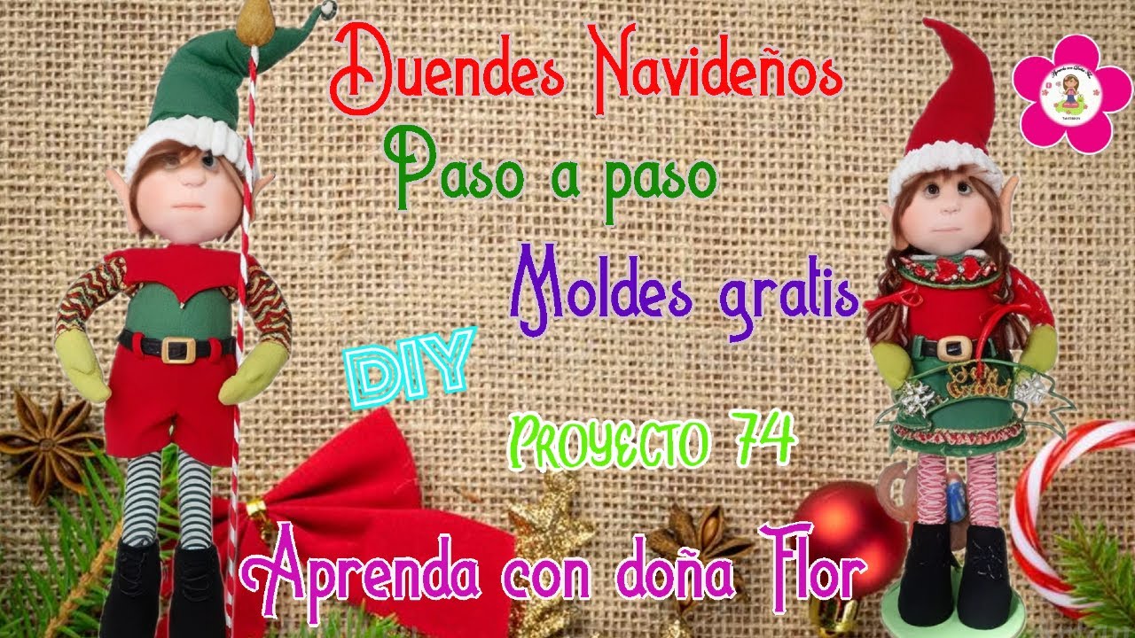 Aprende a realizar una pareja de hermosos Duendes Navideños, (moldes gratis)