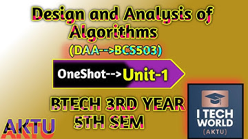 Design and Analysis of Algorithm (DAA) Unit: 1 One Shot Video CSE/IT BCS503 B.Tech AKTU 3rd Yr 5 Sem