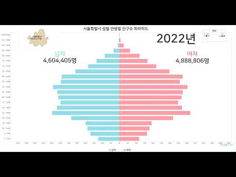 서울 인구수 피라미드 변화 2000 2022 