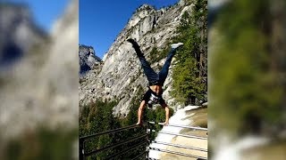 Felling Adventurous Waterfall Handstand Fun