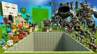 BIG HOLE ALL ZOONOMALY MONSTERS FAMILY VS MINECRAFT MOBS SPARTAN KICKING in Garry's Mod !