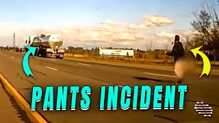 Guy Without Pants Disrupting Traffic Captured on a Dashcam