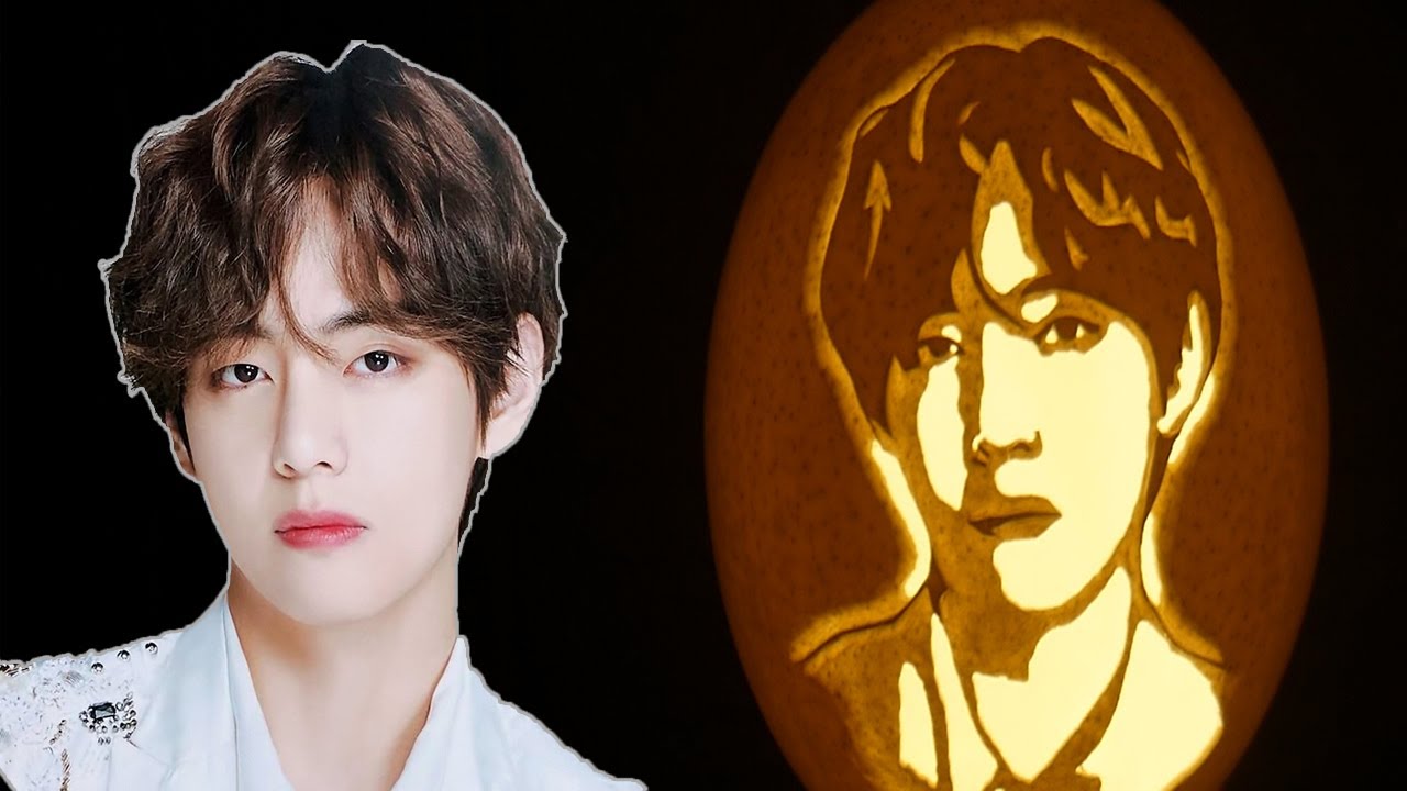 Carving Kim Tae-Hyung (BTS) portraits on eggshell - Egg Art