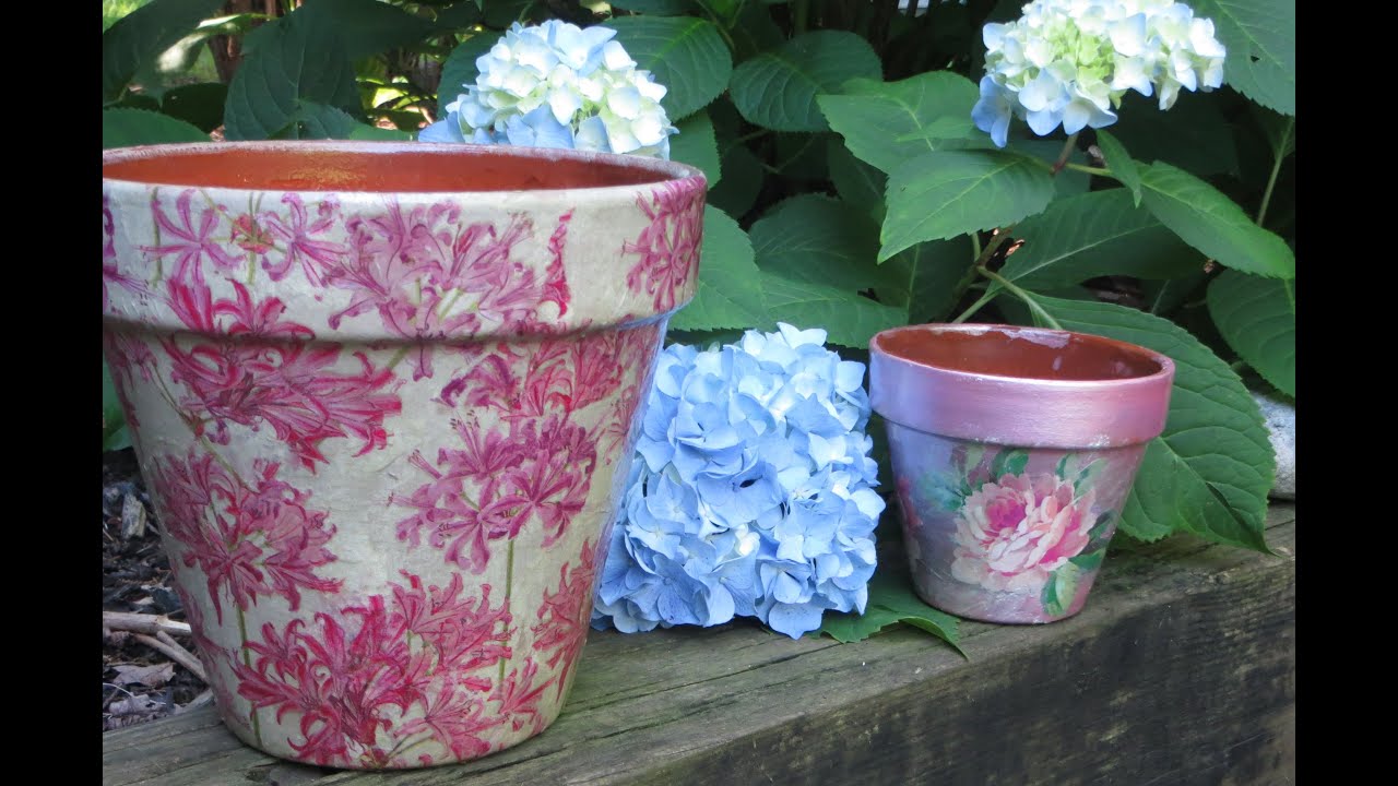 Floral Handmade Decoupage Terra Cotta Clay Pot Birds 6 Floral Handmade Decoupage Terra Cotta Clay Pot Birds 6
