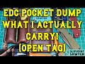 Edc pocket dump  what pocket knives  gear i actually carry open tag