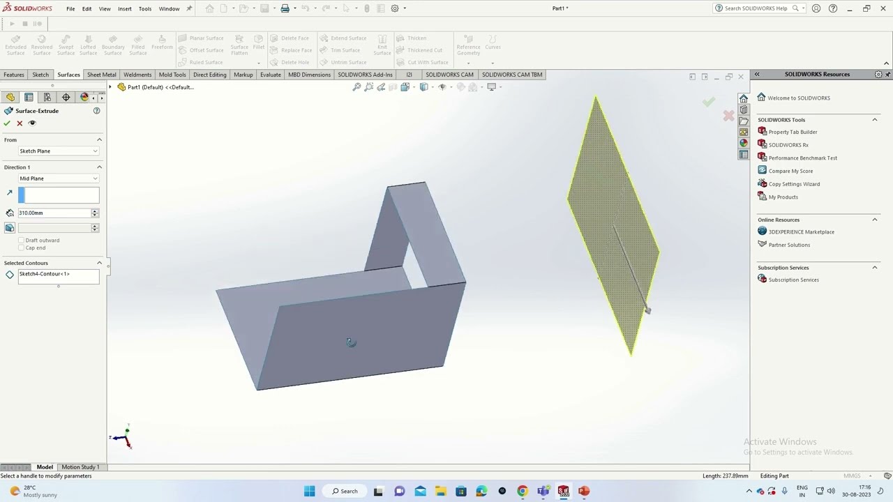 SOLIDWORKS EXTEND SURFACE || SolidWorks Surfacing Extending Surfaces