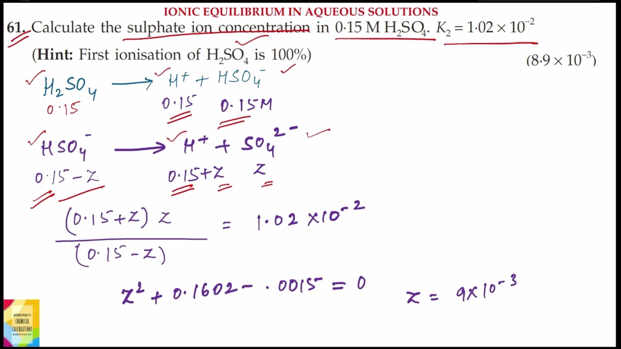 Q.61. Calculate the sulphate ion concentration in