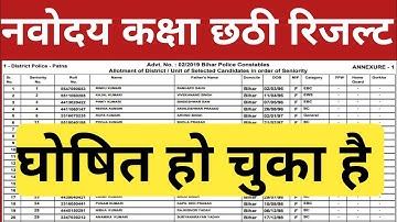 Navodaya Vidyalaya Result 2021 | Navodya Vidyalaya Class 6 th Result 2021 | Jnv Result 2021 Class 6