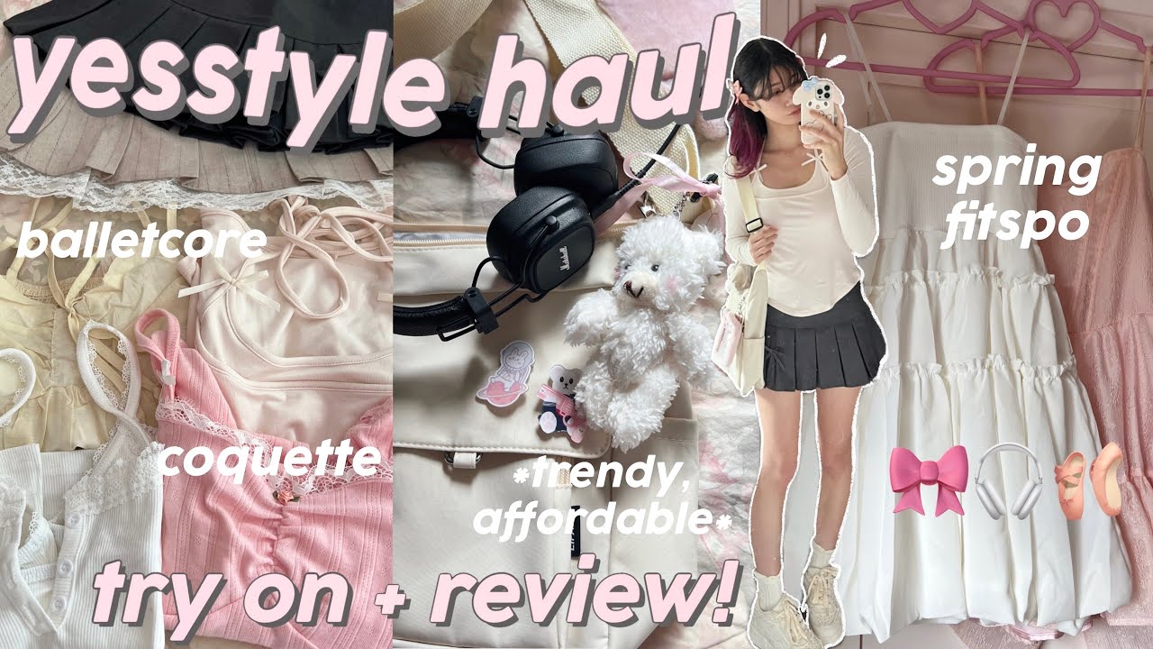 YESSTYLE TRY ON HAUL+REVIEW 🎀 trendy, affordable *balletcore + coquette* 