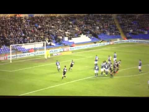 Brentford strange free kick technique against Birmingham City 02/01/2016