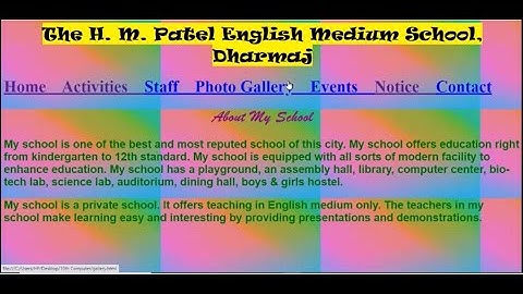 School Website using HTML | Head and Body Sections Chap 2 | Class 10 Computer | GSEB | Parul Vaidya