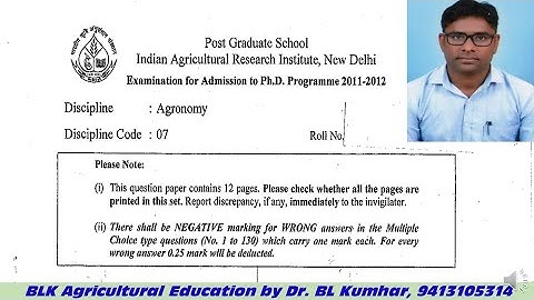 ICAR- IARI PhD entrace old paper#JRF SRF NET# ARS#Agronomy#Soil Science# BLK Agricultural Education