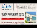 TIFR Hyderabad VSRP 2026 🔥 Summer Research | Stipend + Stay | UG/PG