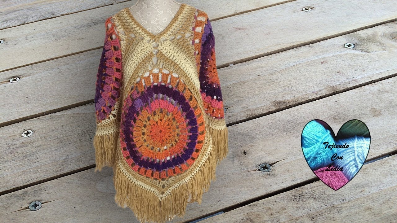 Poncho a Crochet facil paso a paso - YouTube