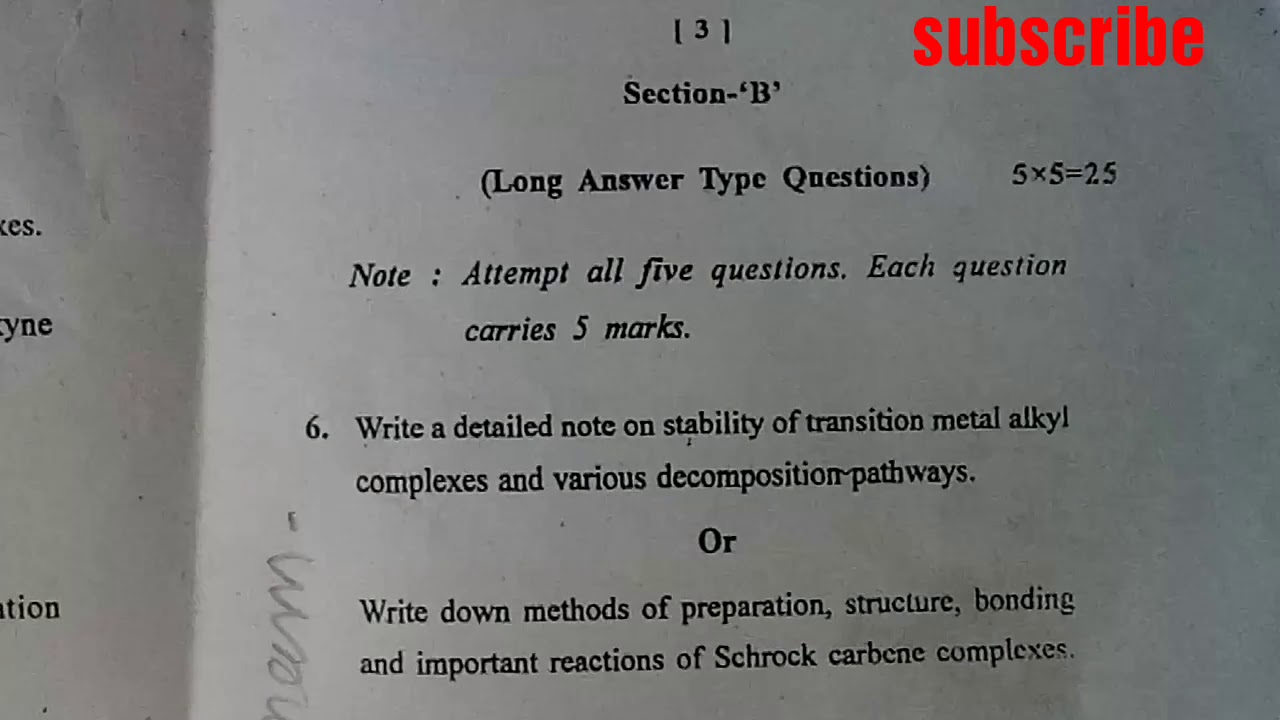 Organotransition Metal chemistry exam paper 2017 ,/M.Sc chemistry,/ by jain sonam