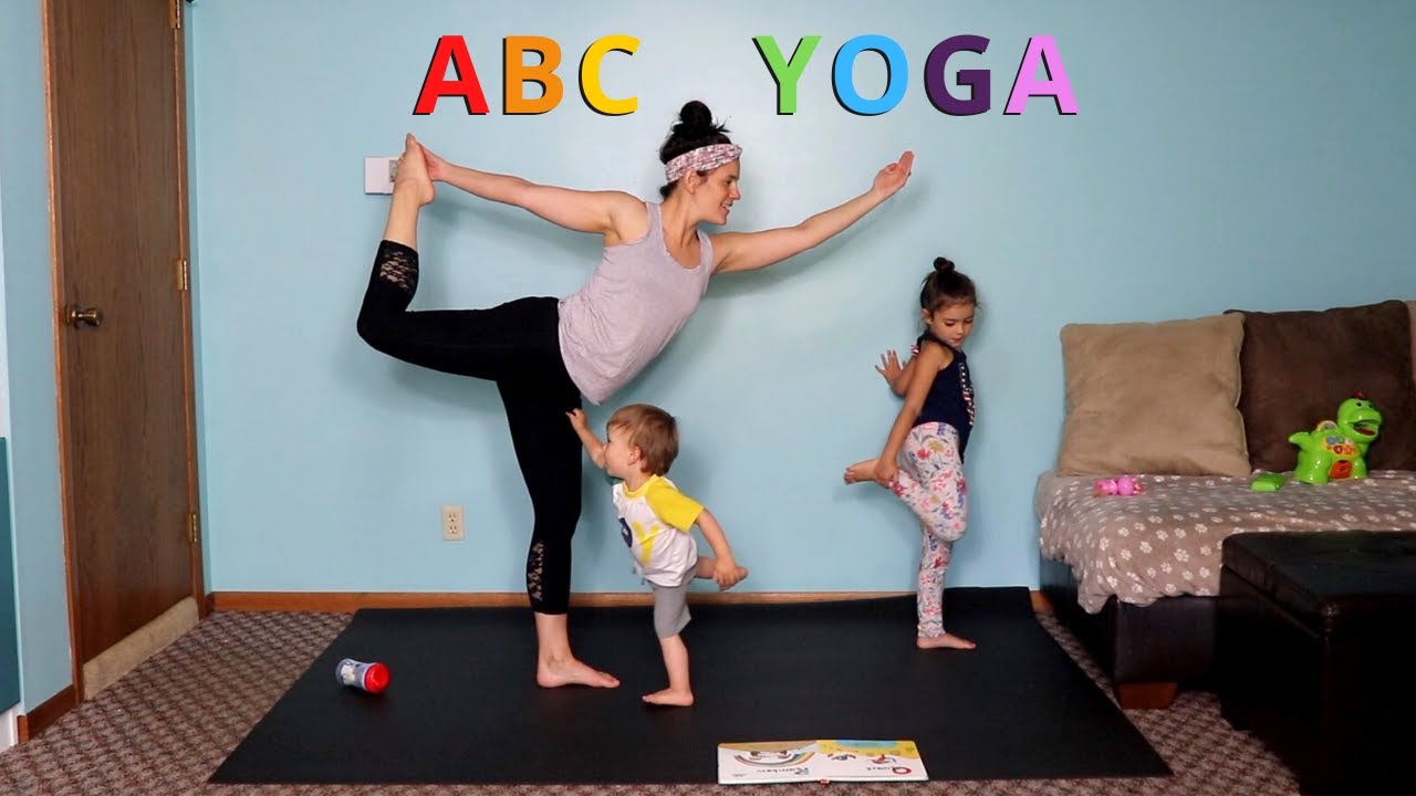 a kids yoga alphabet poster with one yoga pose for each letter of the  alphabet | Kids yoga printables, Yoga for kids, Kids yoga poses