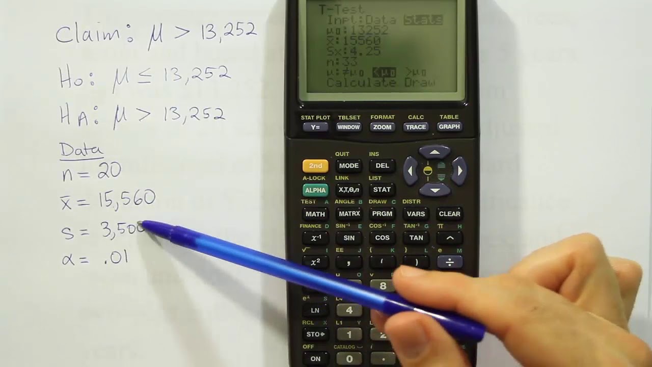 hypothesis testing graphing calculator