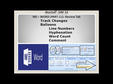 45 Days : Day 14 : MS Word (Part-11) :Line Numbers :Tracking :Balloons   Hyphenation: Comment