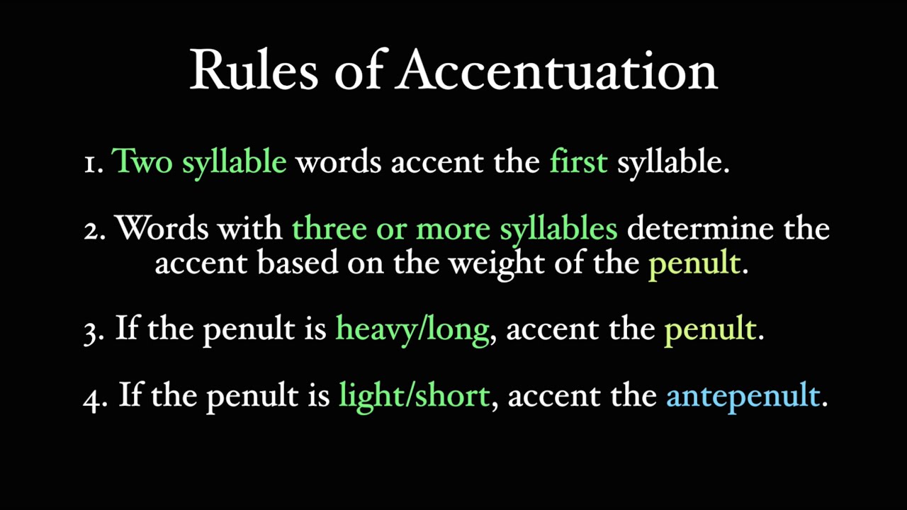 The word is a latin word. Light and Heavy syllables. Accent Word. The meaning of penult.