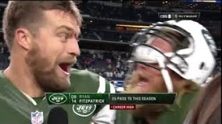 Ryan Fitzpatrick Photobombed by Nick Mangold, Asks 'Is This Live?' | Jets vs. Cowboys