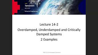 MIET2124 Dynamics Lecture 14-2 Overdamped and Critically Damped Systems examples