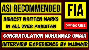 Muhammad Umair Assistant Sub Inspector FIA | FIA Interviews | Recommended as ASI FIA