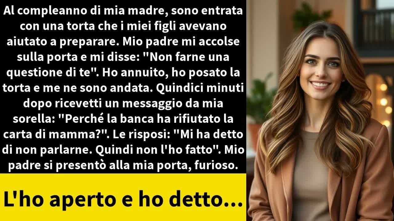 "Non farlo diventare tutto su di te." Queste sono state le prime parole di mio padre quando sono arrivata al compleanno di mia madre con la torta che i miei figli avevano preparato con tanto...