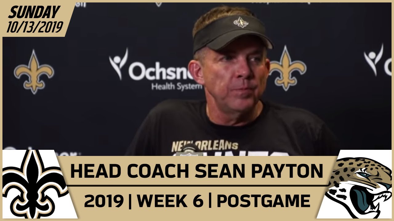 Sean Payton Postgame Reactions after Saints-Jaguars Week 6 | 2019 NFL | New Orleans Saints Football football score