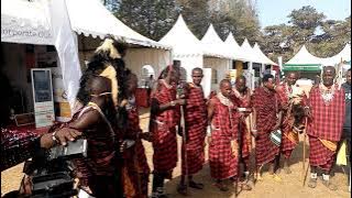 THE MASAI TRIBE DISPLAYING AT THE EXHIBITION STAND, EARTE 2021 IN ARUSHA, TANZANIA