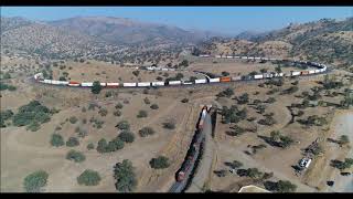 Tehachapi Loop Drone Action View: BNSF Intermodal 8/31/2018