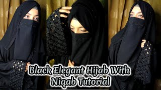 Black Elegant Hijab With Niqab Tutorial Summer Hijab Tutorial Black Hijab Style