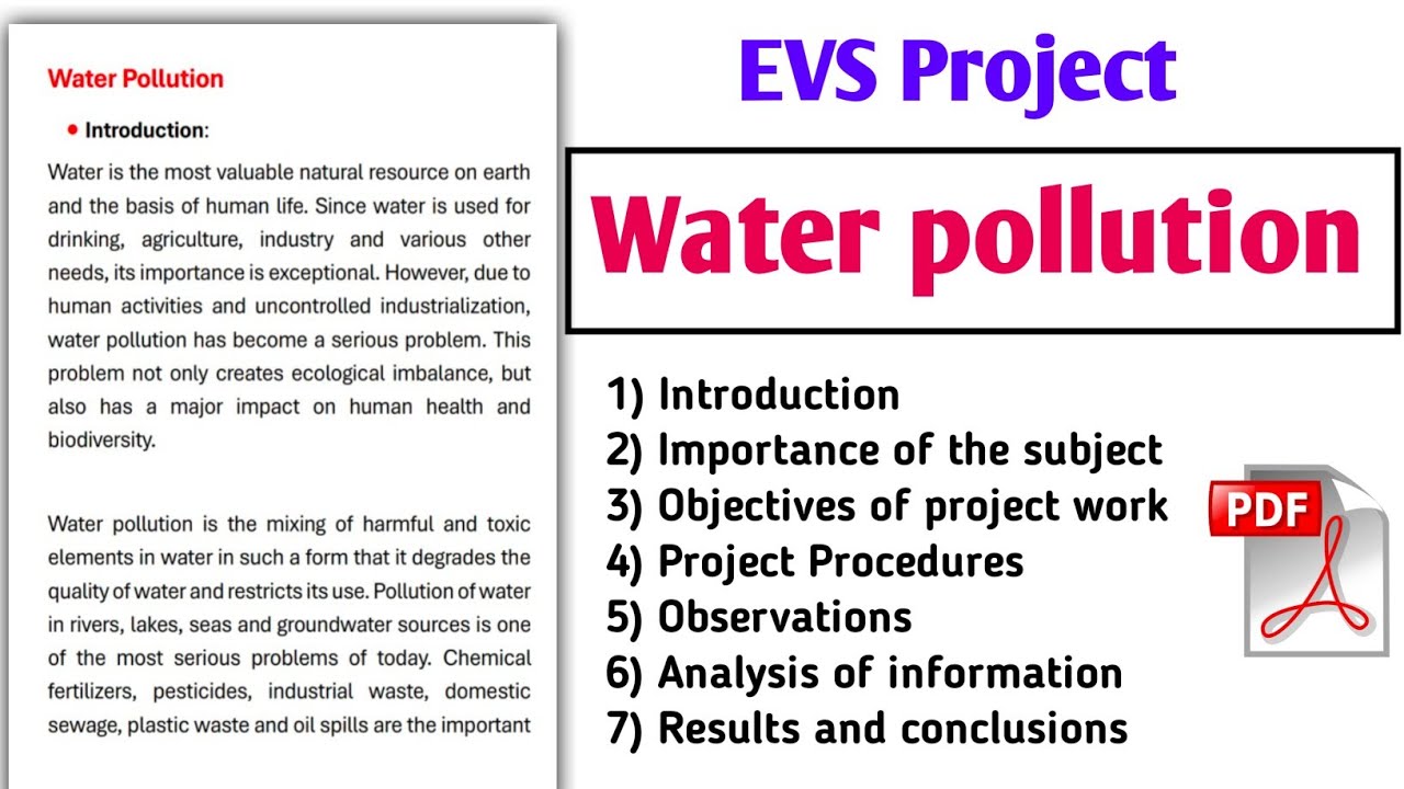 Water Pollution Practical Solutions | EVS Project PDF with Complete ...