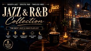 Evening Jazz Cafe ☕ Smooth R&B Lounge Music with Rainy Night Ambience