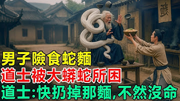 民間故事：男子險食蛇麵，道士被大蟒蛇所困，道士：快扔掉那麵，不然沒命