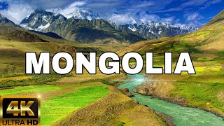 FLYING OVER MONGOLIA (4K UHD) - AMAZING BEAUTIFUL SCENERY &amp; RELAXING MUSIC
