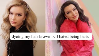 Blonde to brunette hair transformation