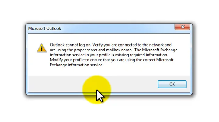 Solved - Outlook cannot logon verify you are connected to the network