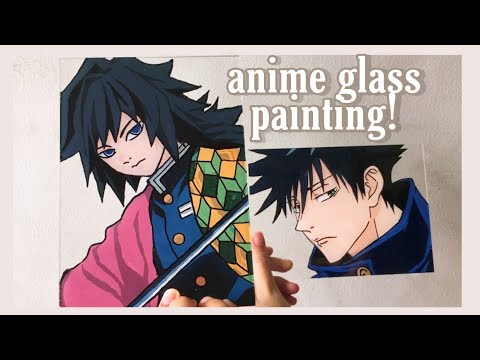 trying anime glass painting! + tutorial? 🍭✨