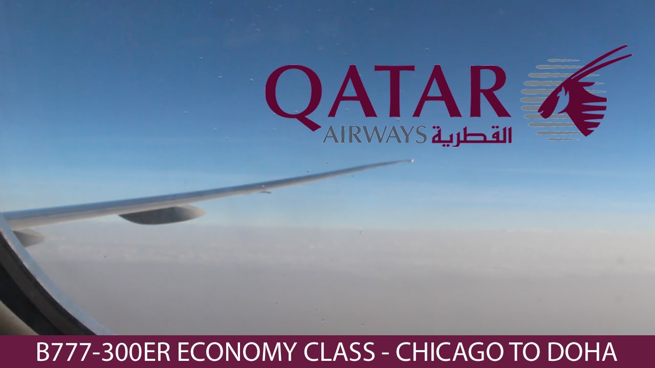 Qatar Airways Flight 726 B777300ER Chicago ︎ Doha Economy Class Trip