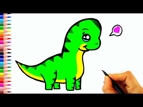 Sevimli Dinozor Çizimi - Kolay Çizimler - Dinozor Resmi Çizimi