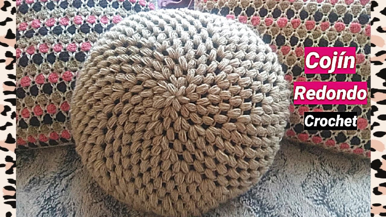 Tutorial funda de cojín redondo en punto puff a crochet, paso a paso